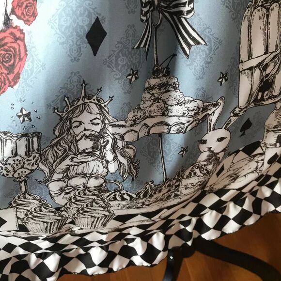 Lolita Alice in Wonderland Tea Party Follow the White Rabbit! Blue White Dress S - Picture 13 of 13